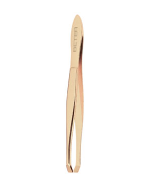 Pinza de depilar punta cangrejo, dorada 9,3 cm