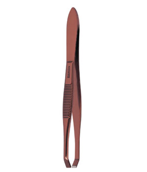 Pinza de depilar punta cangrejo, cobreada, 8,3 cm
