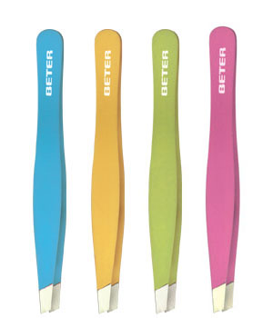 Pinza de depilar, punta oblicua, Soft Touch 9,3 cm